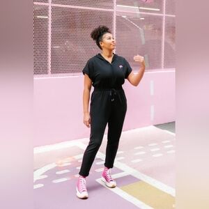 Smash + Tess "Barbie The Live Big Hoodie Romper" in the Midnight Black Sz M